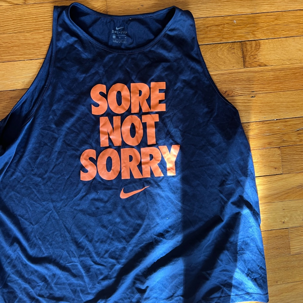 Nike Blue Tank Top with Orange Text